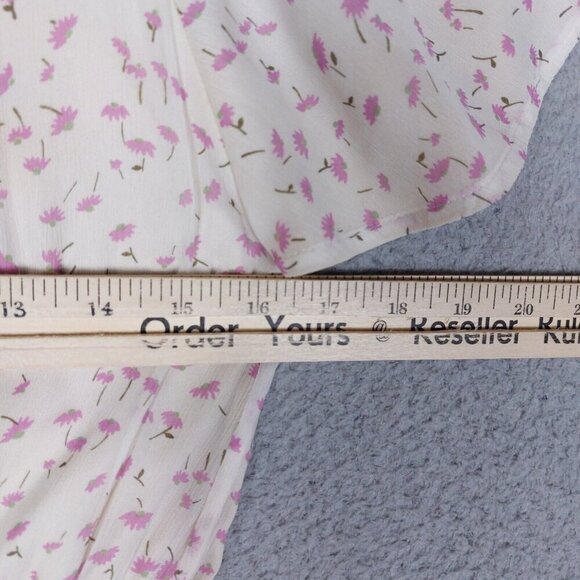 J.Crew A-line Dress Women's 2 Ivory Floral 100% Silk Short Sleeve Mini Cottage - Picture 5 of 14